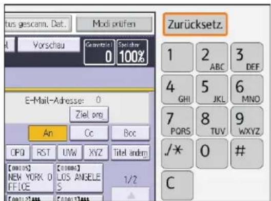 Vorschau Gesamteln 0 Speichter 100% E-Mail-Adresse: 0 Ziel.org An Cc Bcc OPQ RST UW XYZ Titel ändern [000.05] NEW YORK O FFICE [00012]### [00013]### Zurücksetz. 1 2 ABC 3 DEF 4 GHI 5 JKL 6 MNO 7 PORS 8 TUV 9 WXYZ ./* 0 # C
