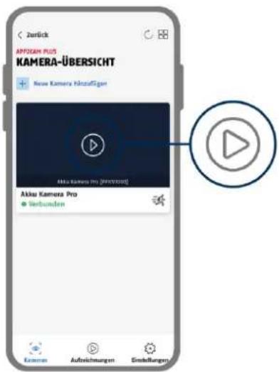 Zurück APPROACH PLUS KAMERA-ÜBERSICHT + Neue Kamera Hinzufigen Akku Kamera im (JF201300) Akku Kamera Pro ● Verbunden Kammern Aufzeichnungen Sindellungen