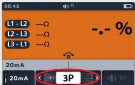 L1 - L2 ---Ω L2 - L3 ---Ω L3 - L1 ---Ω - - % 20mA 20mA 3P