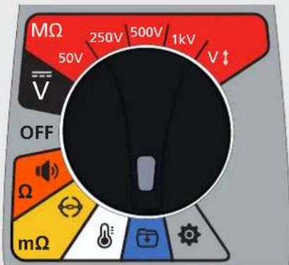MΩ 50V 250V 500V 1kV V↑ OFF Ω mΩ