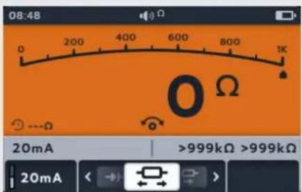 08:48 0 200 400 600 800 1K O Ω 20mA >999kΩ >999kΩ 20mA < - > >