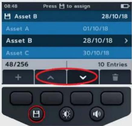 08:48 Press to assign Asset B 28/10/18 Asset A 01/10/18 Asset B 28/10/18 > Asset C 30/10/18 48/256 10 Entries + ↗ ↓