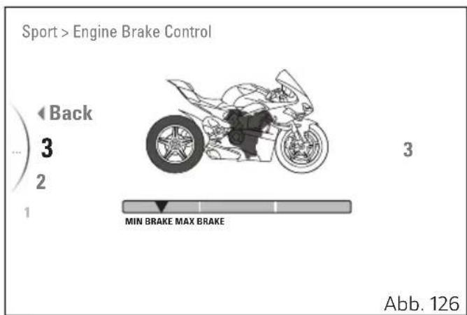 Sport > Engine Brake Control Back 3 2 1 MIN BRAKE MAX BRAKE Abb. 126