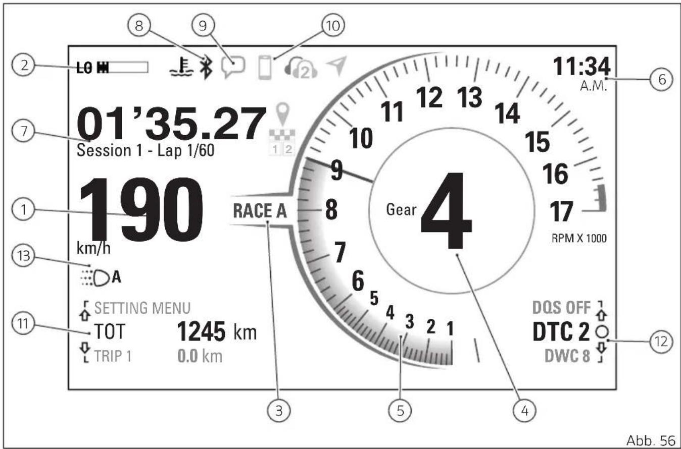 01'35.27 Session 1 - Lap 1/60 190 km/h RACE A Gear 4 A.M. 11:34 6 11:34 12 13 14 15 16 17 RPM X 1000 DQS OFF DTC 2 DWC 8 12 7 8 9 10 11 12 3 4 5 6 7 8 9 10 11 12 13 14 15 16 17 18 19 20 21 22 23 24 25 26 27 28 29 30 31 32 33 34 35 36 37 38 39 40 41 42 43 44 45 46 47 48 49 50 51 52 53 54 55 56
