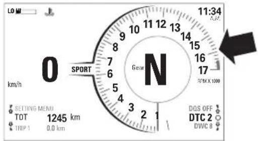 LO 11:34 km/h 0 SPORT Gear N 1245 km TOT 1245 km TRIP 1 0.0 km DOS OFF DTC 2 DWC 8