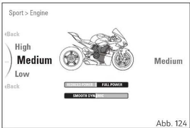 Sport > Engine Back High Medium Low Back REDUCED POWER | FULL POWER SMOOTH DYN MIC Medium Abb. 124