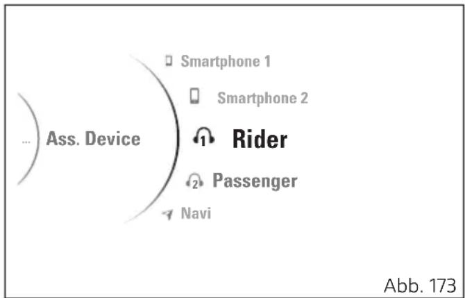 Ass. Device Smartphone 1 Smartphone 2 Rider Passenger Navi Abb. 173