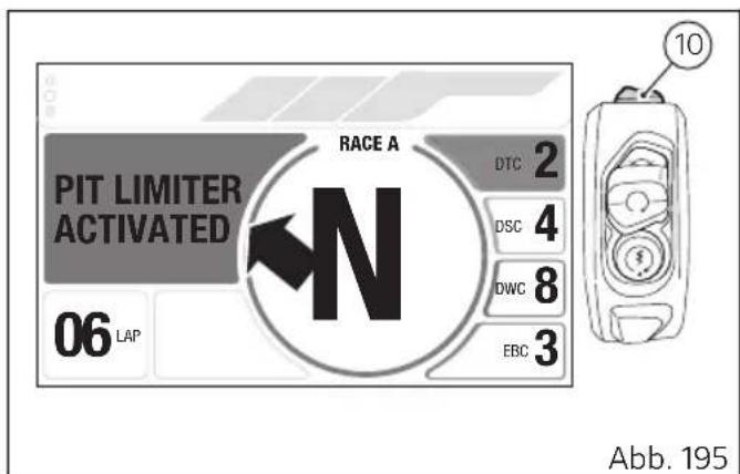 PIT LIMITER ACTIVATED RACE A 06 LAP DTC 2 DSC 4 DWC 8 EBC 3 10 Abb. 195