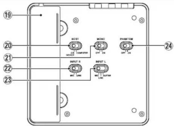 19 20 21 22 23 NOSR COMPUTER SUPPORT MOSO OFF 2N PHANTOM OFF 2N INPUT R MEM LINE INPUT L MEM SOUTAR LINE 24