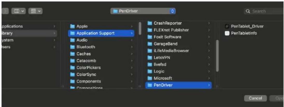 PenDriver Applications library system users Apple Application Support Audio Bluetooth Caches Catacomb ColorPickers ColorSync Components Compositions CrashReporter FLEXnet Publisher Foxit Software GarageBand iLifeMediaBrowser LetsVPN livefsd Logic Microsoft PenDriver Cancel Open Search PenTablet_Driver PenTabletInfo