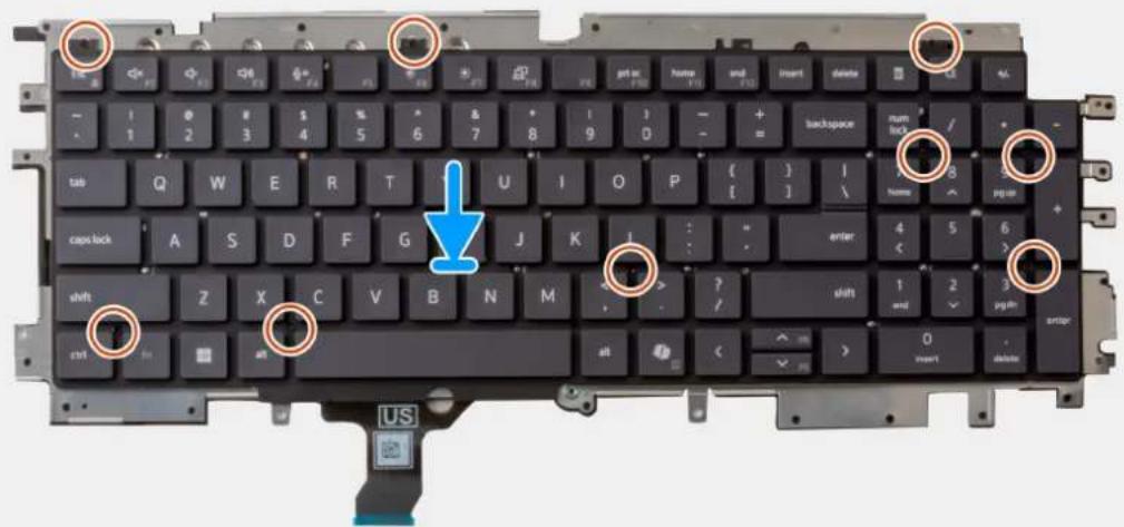 DELL Pro 16 Plus PB16255 - Abbildung 80. Einbauen der Tastatur - 3