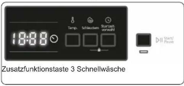 Temp. Schlaudum Startzeitvorwahl Zusatzfunktionstaste 3 Schnellwäsche