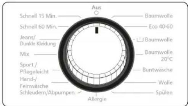 Aus Schnell 15 Min. Schnell 60 Min. Jeans/ Dunkle Kleidung Mix Sport / Pflegeleicht Hand-/Feinwäsche Schleudern/Abpumpen Baumwolle Eco 40-60 L¹ Baumwolle Baumwolle 20°C Buntwäsche Wolle Spülen Allergie