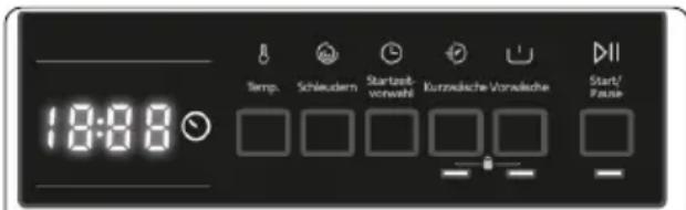 Temp. Schleudern Startzeitvorwahl Kurzweiche Vorwalsche Start/Pause 18:00