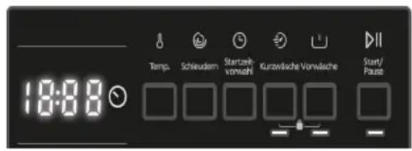 Temp. Schleudern Startzeitvorwahl Kurzwische Vorwäsche Start/Pause 18:00