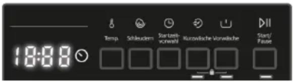 Temp. Schleudern Startzeh- vorwahl Kurzwische Vorwälche Start/ Fause 18:00