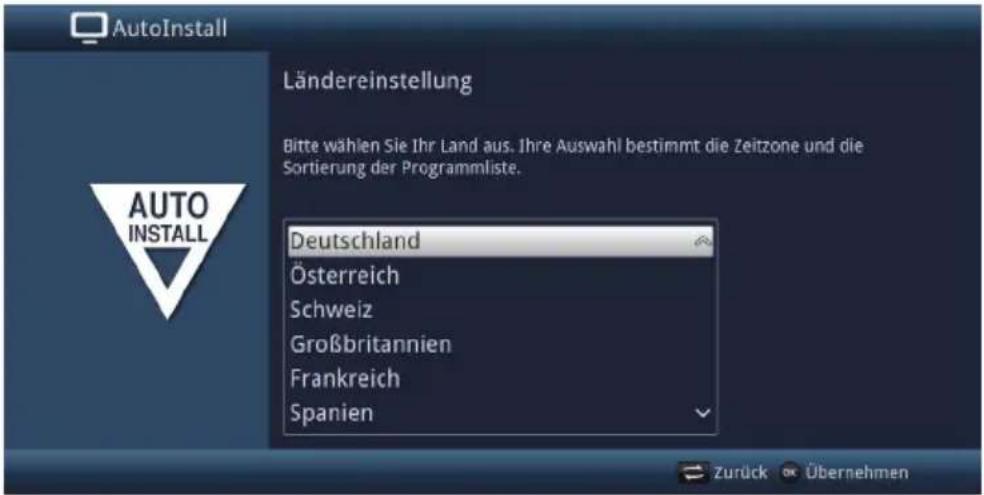 AutoInstall Ländereinstellung Bitte wählen Sie Ihr Land aus. Ihre Auswahl bestimmt die Zeitzone und die Sortierung der Programmliste. Deutschland Österreich Schweiz Großbritannien Frankreich Spanien