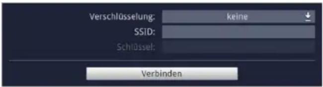 Verschlüsselung: keine SSID: Schlüssel: Verbinden