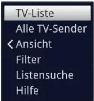 TV-Liste Alle TV-Sender < Ansicht Filter Listensuche Hilfe