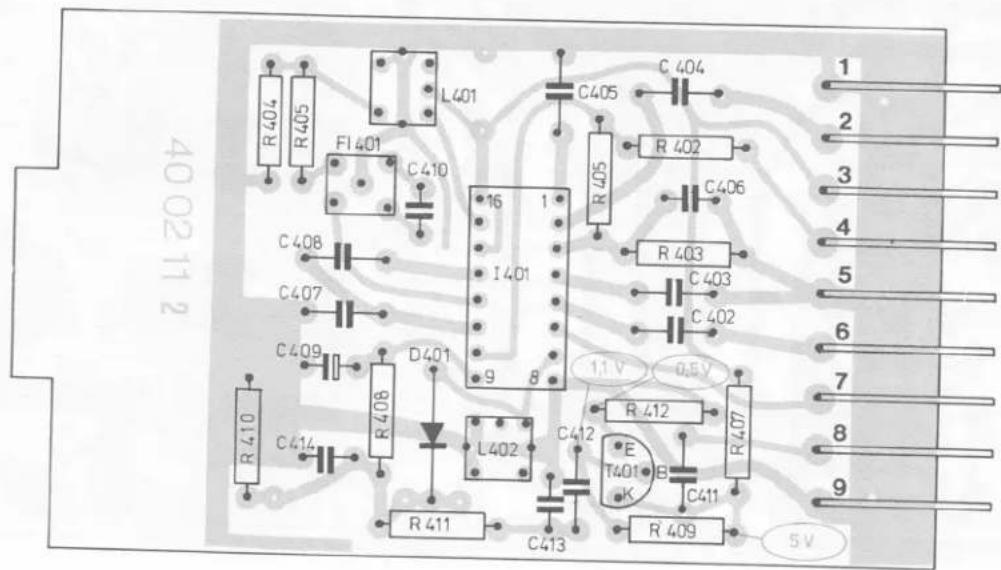 4002112 R404 R405 FI401 L401 C405 C404 C408 C407 R405 R402 C406 C409 C403 C403 D401 I401 C402 9 8 1.1 V 0.5V R410 R408 R412 R407 C414 T401 E B C413 K R411 R409 5V