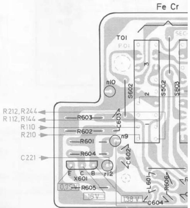 Fe Cr TOI 3 S602 n10 S502 S803 R212,R244 R112,R144 R110 R210 R603 R602 R601 R604 C603 C602 C601 E C B r12 X601 0.75 V R605 16 V L601 R606 C604 C221