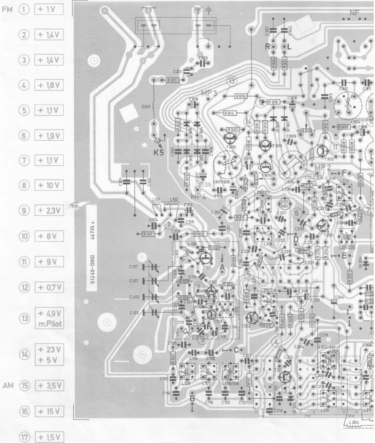 FM ① +1V ② +1.4V ③ +1.4V ④ +1.8V ⑤ +1.1V ⑥ +1.9V ⑦ +1.1V ⑧ +10V ⑨ +2.3V ⑩ +8V ⑪ +9V ⑫ +0.7V ⑬ +4.9V m.Pilot ⑭ +23V +5V AM ⑮ +3.5V ⑯ +15V ⑰ +1.5V 51240-8901 44735 e MP3 C209 R201 D201 K5 C918 MP4 C916 L101 L102 C103 C104 C105 C106 C107 C202 C123 C124 C125 C126 C127 C128 C129 C130 C131 C132 C133 C134 C135 C136 C137 C138 C139 C140 C141 C142 C143 C144 C145 C146 C147 C148 C149 C150 C151 C152 C153 C154 C155 C156 C157 C158 C159 C160 C161 C162 C163 C164 C165 C166 C167 C168 C169 C170 C171 C172 C173 C174 C175 C176 C177 C178 C179 C180 C181 C182 C183 C184 C185 C186 C187 C188 C189 C190 C191 C192 C193 C194 C195 C196 C197 C198 C199 C200 C201 R202 R203 R204 R205 R206 R207 R208 R209 R210 R211 R212 R213 R214 R215 R216 R217 R218 R219 R220 R221 R222 R223 R224 R225 R226 R227 R228 R229 R230 R231 R232 R233 R234 R235 R236 R237 R238 R239 R240 R241 R242 R243 R244
