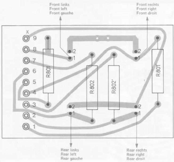 Front links Front left Front gauche Front rechts Front right Front droit X 9 8 7 6 5 4 3 2 1 R801 2 1 R802 2 1 R802' 2 1 R801' Rear links Rear left Rear gauche Rear rechts Rear right Rear droit