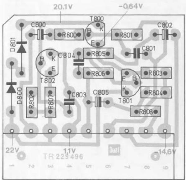 20.1V -0.64V C800 R800 T800 B K E R801 C802 D801 B K E R804 R805 C801 T802 B E R803 E B K R804 T801 R802 R807 C803 C805 R808 22V 1.1V TR 229 496 Dual -14.6V 1 2 3 4 5 6 7 8 9