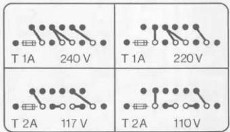 T 1A 240 V T 1A 220 V T 2A 117 V T 2A 110 V