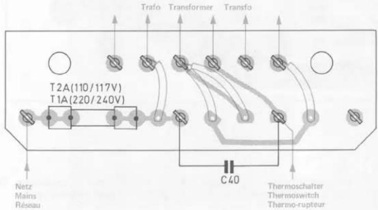 T2A(110/117V) T1A(220/240V) Netz Mains Réseau C40 Trafo Transformer Transfo Thermoschalter Thermoswitch Thermo-rupteur