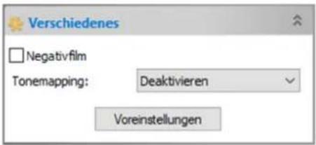 Verschiedenes Negativfilm Tonemapping: Deaktivieren Voreinstellungen