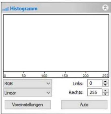 Histogramm RGB Links: 0 Linear Rechts: 255 Voreinstellungen Auto