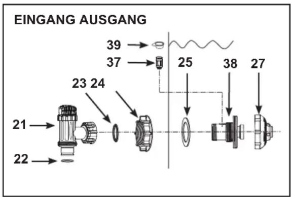 EINGANG AUSGANG 39 → 37 → 25 38 27 23 24 21 → 22 →