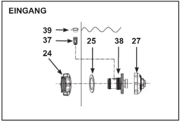 EINGANG 39 → 37 → 24 25 38 27