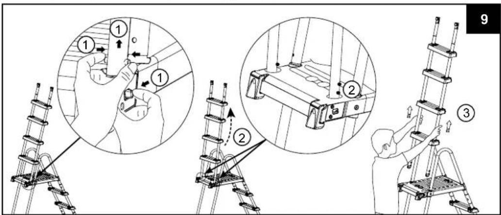 INTEX Ultra Rondo 126322GN - Stufen aus der gesicherten Position entfernen (Sehen Sie Abb. 9): - 1