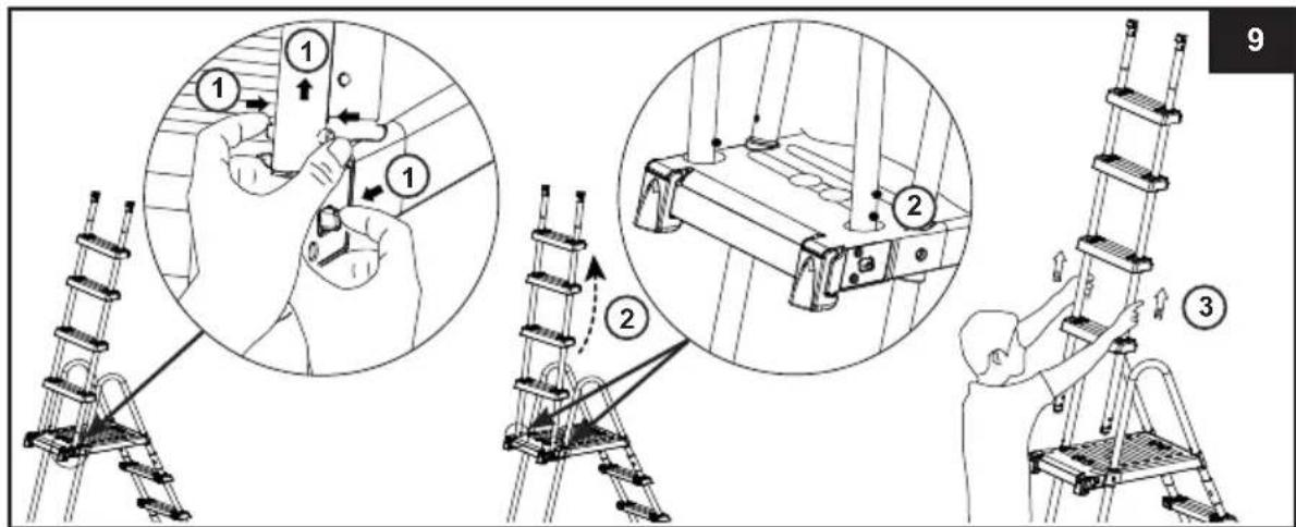 INTEX Prism Clearview 126730GN - Stufen aus der gesicherten Position entfernen (Sehen Sie Abb. 9): - 1