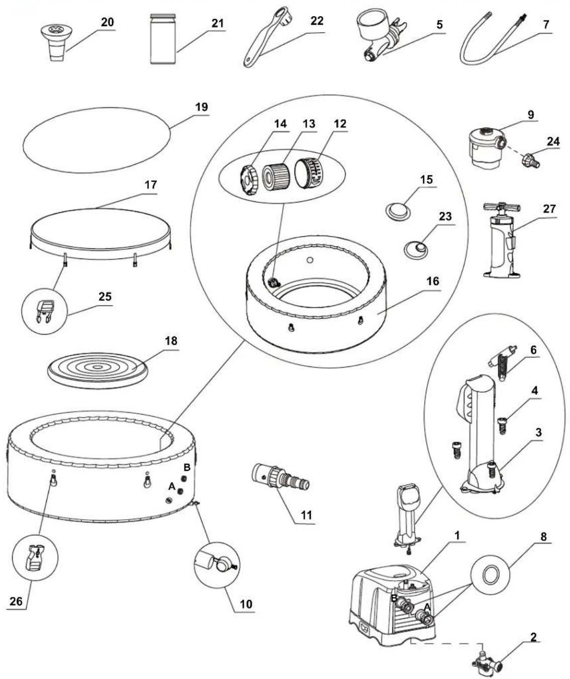 INTEX PureSpa Jet Massage 128422 - TEILERREFERENZ - 1