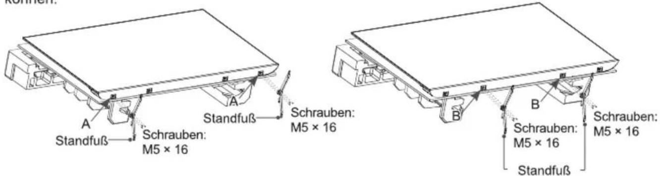 Standfuß A Schrauben: M5 × 16 Standfuß A Schrauben: M5 × 16 B Standfuß B Schrauben: M5 × 16 Schrauben: M5 × 16