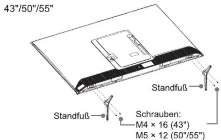 43"/50"/55" Standfuß Standfuß Schrauben: M4 × 16 (43") M5 × 12 (50"/55")