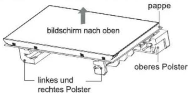 pappe bildschirm nach oben oberes Polster linkes und rechtes Polster