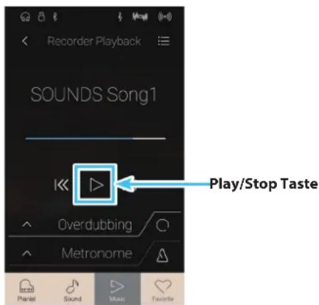Recorder Playback SOUNDS Song1 Play/Stop Taste Overdubbing Metronome