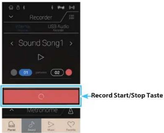Recorder Internal USB Audio Recorder Sound Song1 > 01 parttime 02 Record Start/Stop Taste Metronormie Place Sound Music Favorite