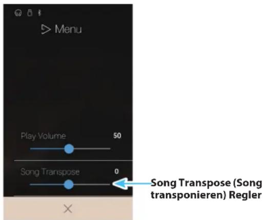 Menu Play Volume 50 Song Transpose 0 Song Transpose (Song transponieren) Regler