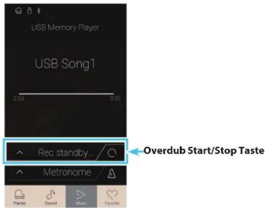 USB Memory Player USB Song1 2.51 3.55 Rec standby... Overdub Start/Stop Taste Metronome