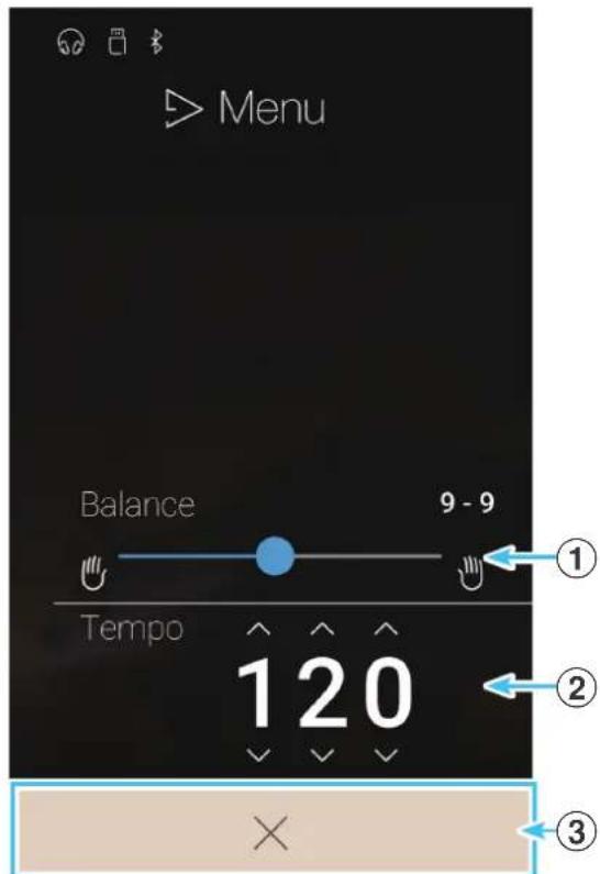 Menu Balance 9 - 9 Tempo 120 ① ② ③