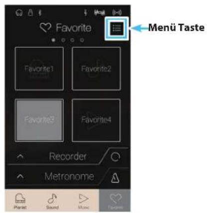 Favorite Favorite1 Favorite2 Favorite3 Favorite4 Recorder Metronome Menu Taste