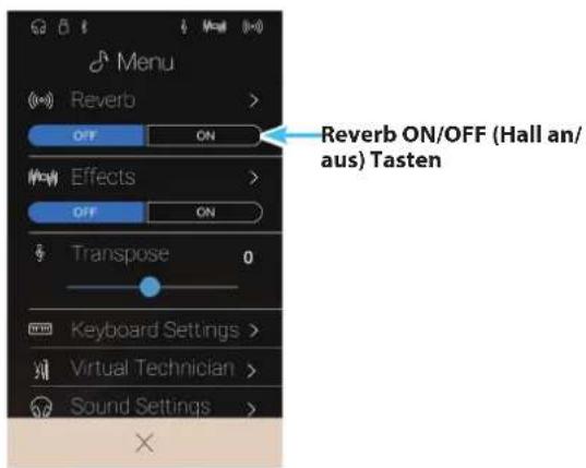 KAWAI AURES AR - ■Reverb (Hall) Einstellungen verändern - 1