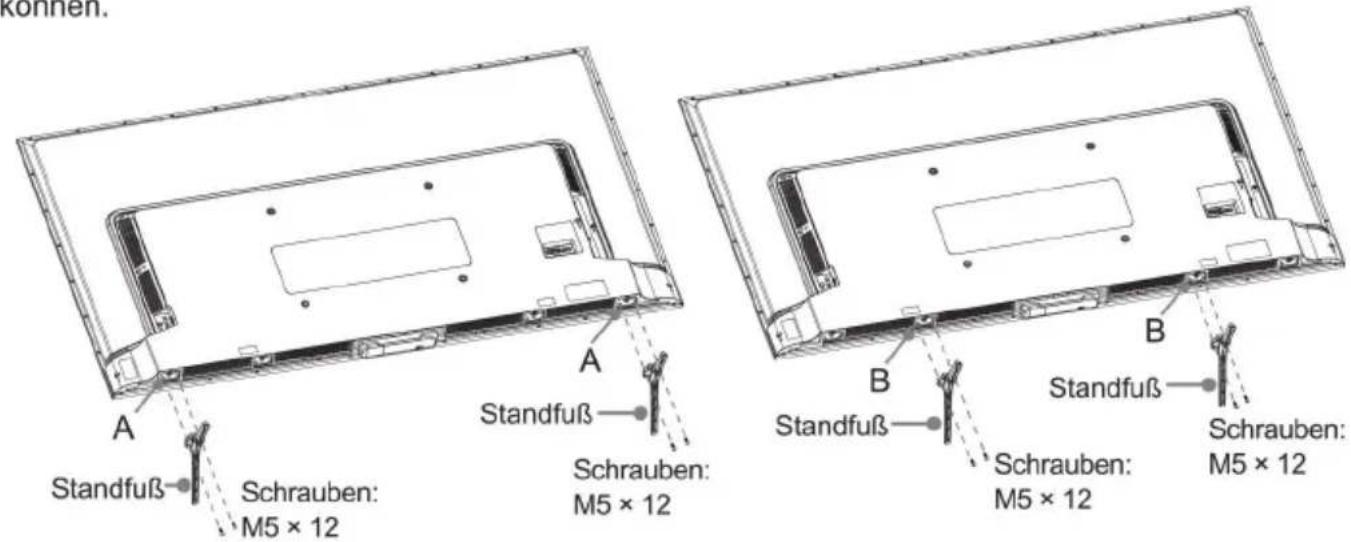 A Standfuß Schrauben: M5 × 12 A Standfuß Schrauben: M5 × 12 B Standfuß Schrauben: M5 × 12 B Standfuß Schrauben: M5 × 12 Schrauben: M5 × 12