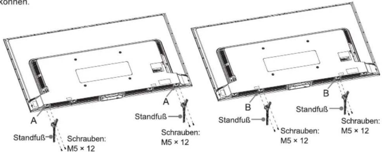 A Standfuß Schrauben: M5 × 12 A Standfuß Schrauben: M5 × 12 B Standfuß Schrauben: M5 × 12 B Standfuß Schrauben: M5 × 12 Schrauben: M5 × 12