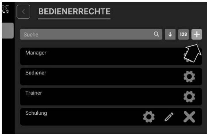 BEDIENERRECHTE Suche 123 Manager Bediener Trainer Schulung